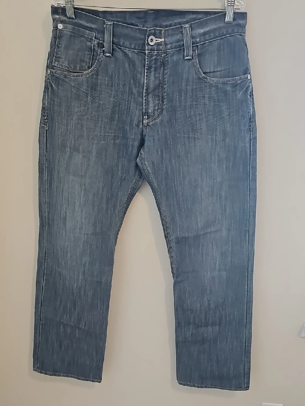 Levi's 514 Slim Straight Jeans Mens Size 34 Blue Flap Pocket Denim Cotton Blend